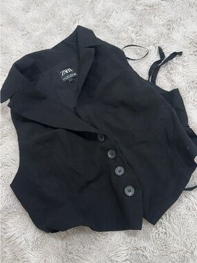 ZARA Black Women's Tailored Vest with Button Front